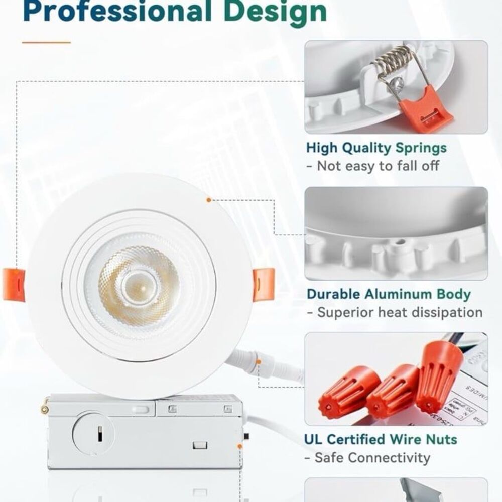 12  Lediary packs 5CCT Gimbal led recessed lights